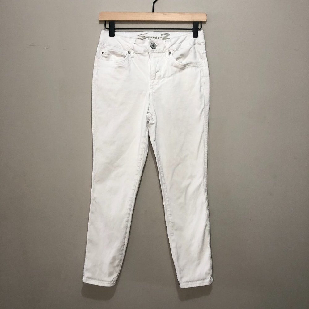 Seven7 High Rise Skinny Crop Button Fly Jean White Size 4